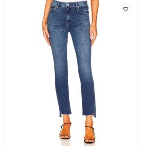 Mother Mid Rise Dazzler Ankle Step Fray Jeans in Mix Tape